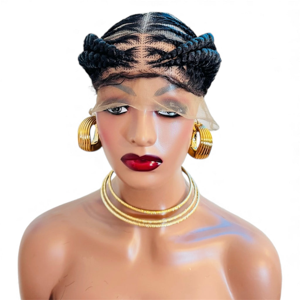 Ohemaa hand Braided African cornrows wig.