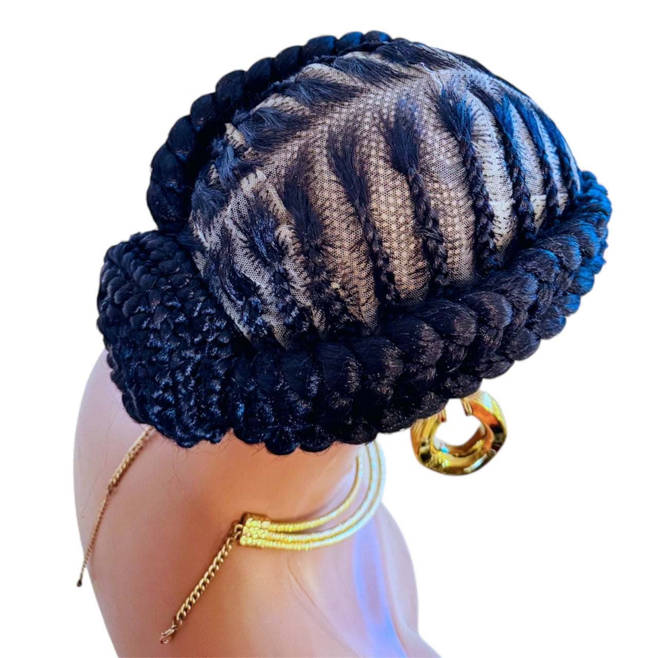 Ohemaa hand Braided African cornrows wig.