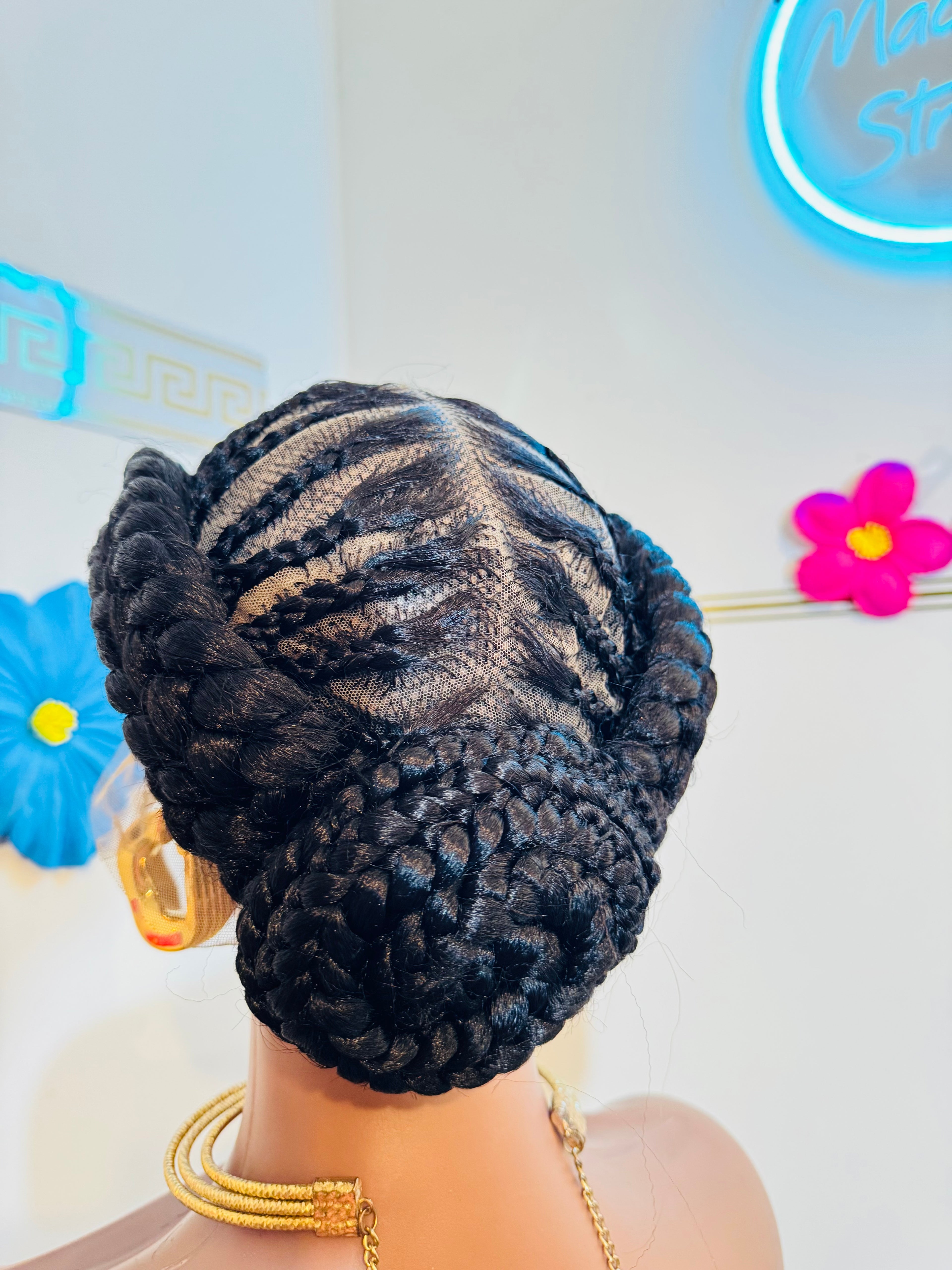 Ohemaa hand Braided African cornrows wig.