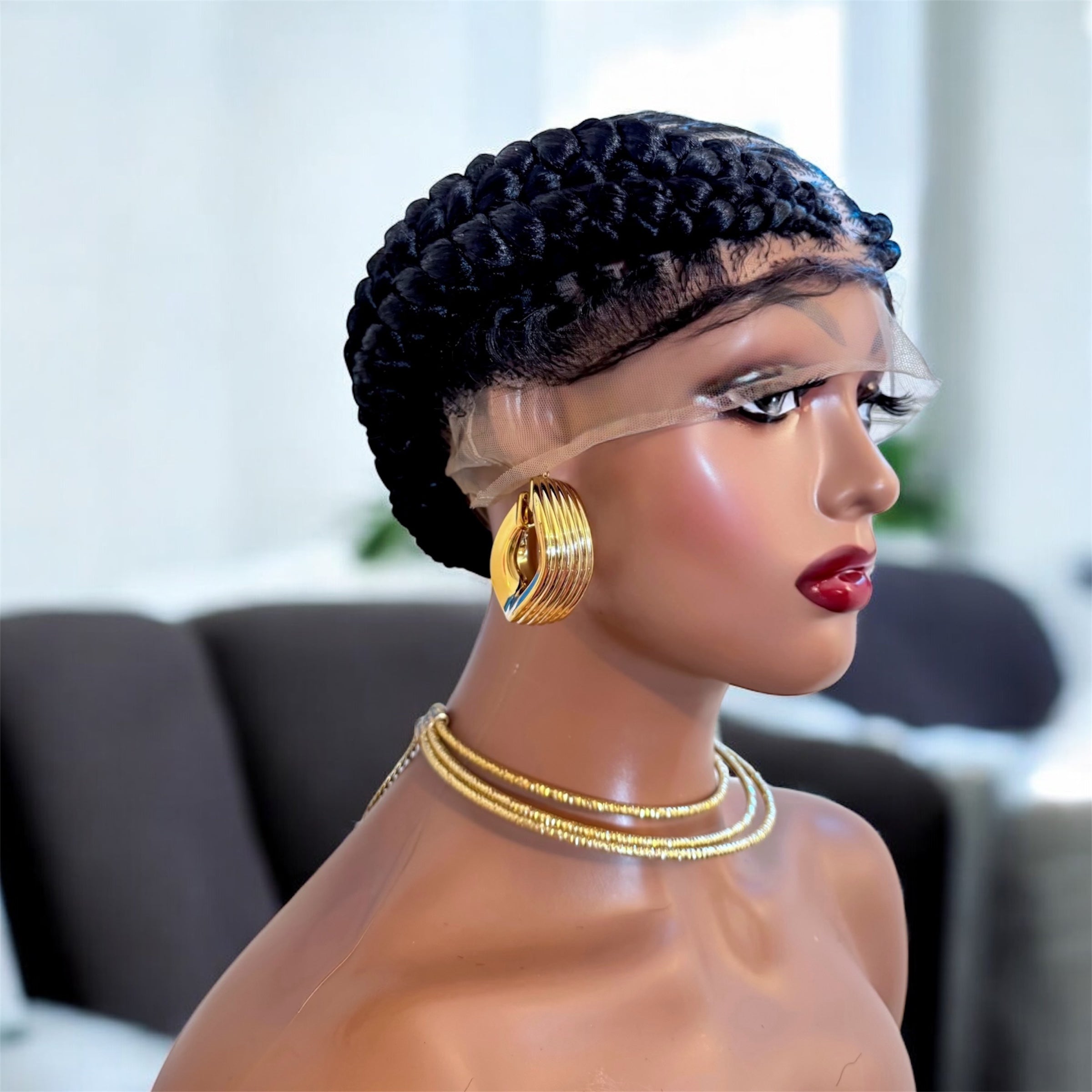 Ohemaa hand Braided African cornrows wig.